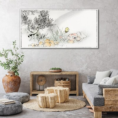 Floral landscape with a butterfly Canvas print