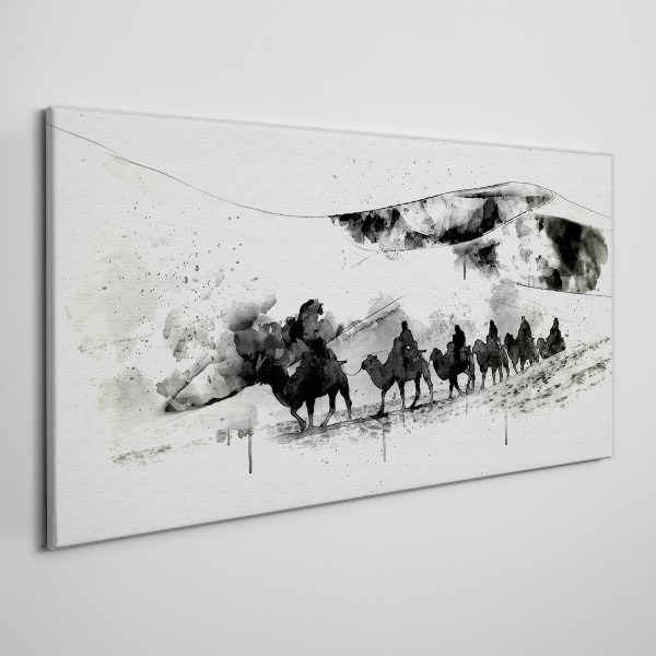 Caravan in black and white Canvas Wall art