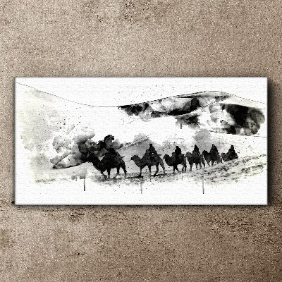 Caravan in black and white Canvas Wall art