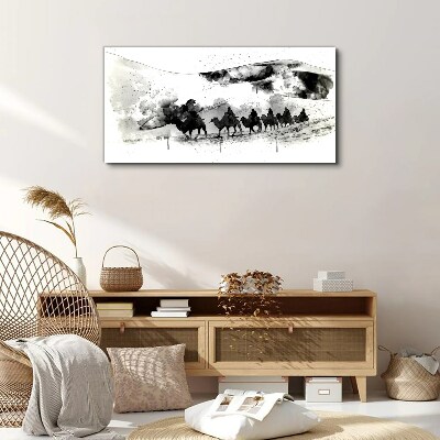 Caravan in black and white Canvas Wall art