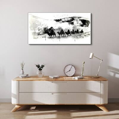 Caravan in black and white Canvas Wall art