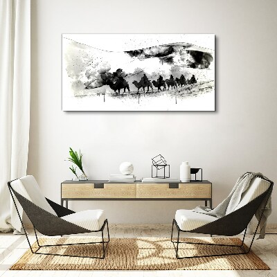 Caravan in black and white Canvas Wall art