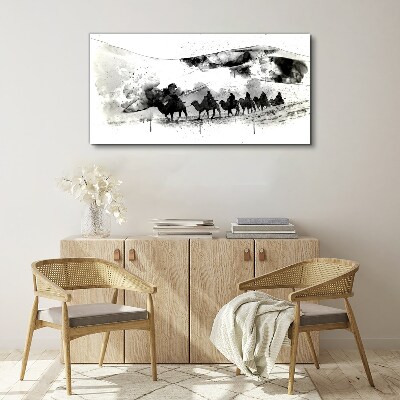 Caravan in black and white Canvas Wall art