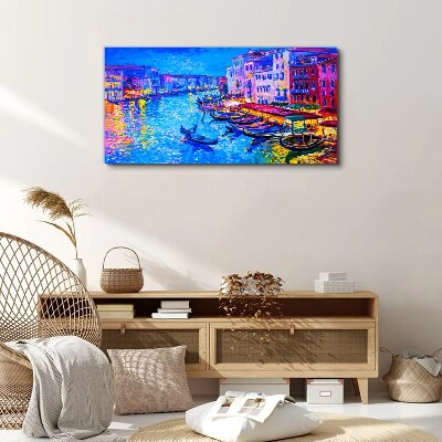 A Venetian night in the glow of colors Canvas Wall art