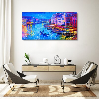 A Venetian night in the glow of colors Canvas Wall art