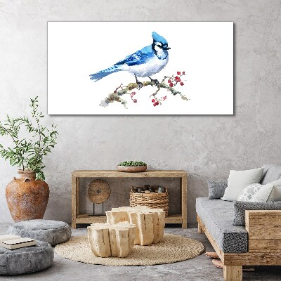 Bluebird on a branch Canvas Wall art