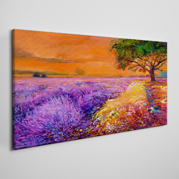 Lavender fields in sunset Canvas print