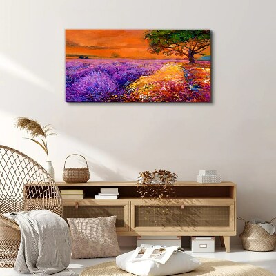 Lavender fields in sunset Canvas print