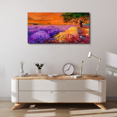Lavender fields in sunset Canvas print