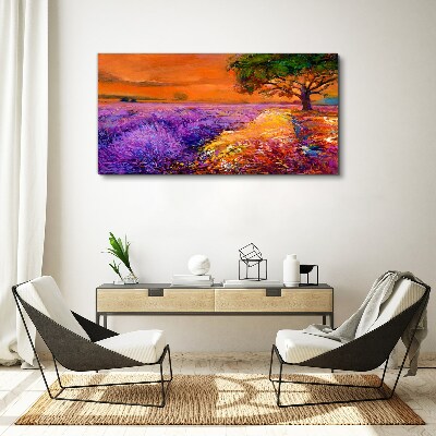Lavender fields in sunset Canvas print