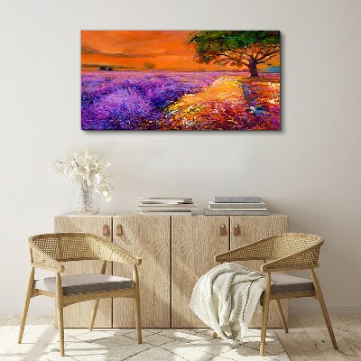 Lavender fields in sunset Canvas print