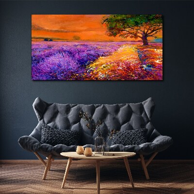 Lavender fields in sunset Canvas print