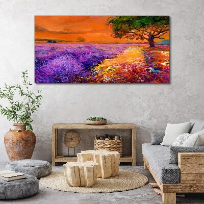 Lavender fields in sunset Canvas print