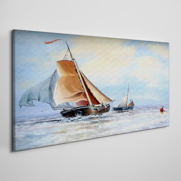 Sea ​​vessel waves clouds Canvas Wall art