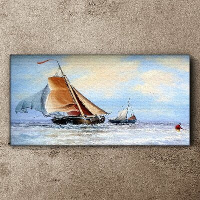 Sea ​​vessel waves clouds Canvas Wall art