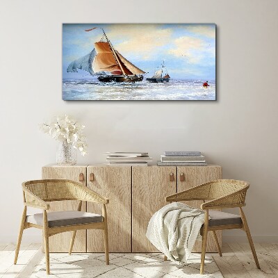 Sea ​​vessel waves clouds Canvas Wall art