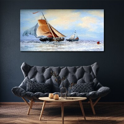 Sea ​​vessel waves clouds Canvas Wall art