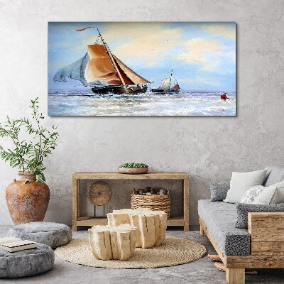 Sea ​​vessel waves clouds Canvas Wall art