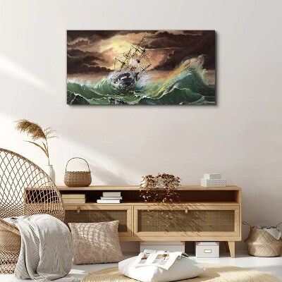 Boat ship ocean storm waves Canvas print