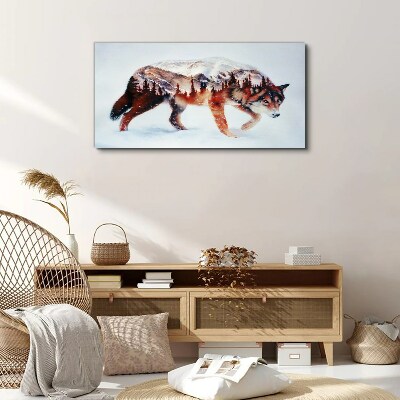 Wolf in a winter landscape Canvas Wall art