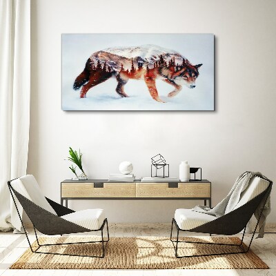 Wolf in a winter landscape Canvas Wall art