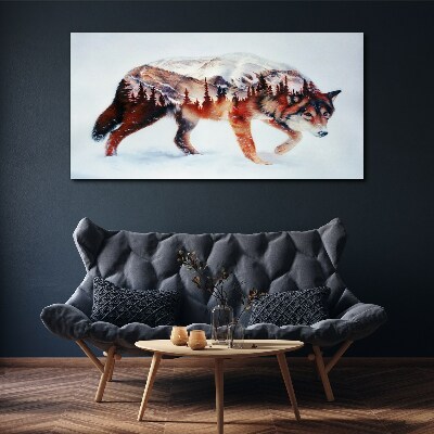 Wolf in a winter landscape Canvas Wall art