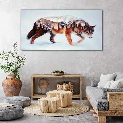 Wolf in a winter landscape Canvas Wall art
