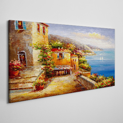 Seaside village in the sun Canvas Wall art