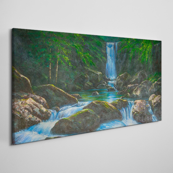 A peaceful waterfall in a forest setting Canvas print