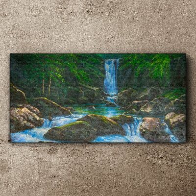 Waterfall rocks tree Canvas print