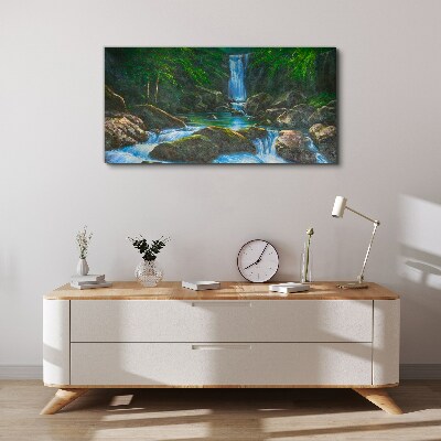 Waterfall rocks tree Canvas print