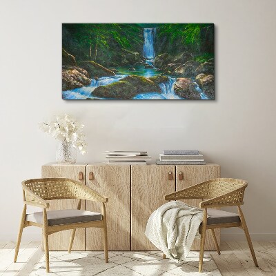 A peaceful waterfall in a forest setting Canvas print