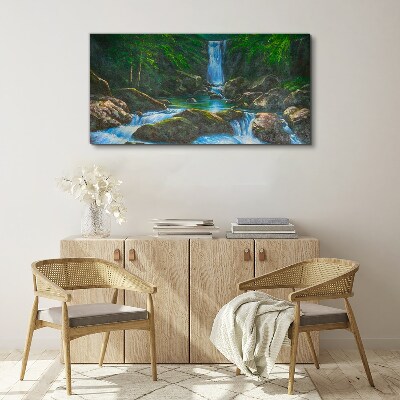 Waterfall rocks tree Canvas print
