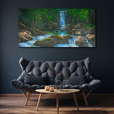 A peaceful waterfall in a forest setting Canvas print