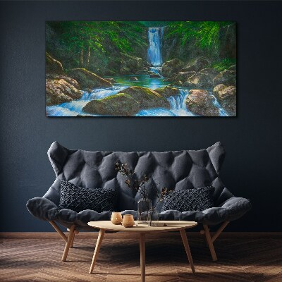 Waterfall rocks tree Canvas print
