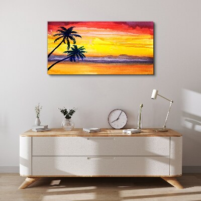 Coast palm sunset Canvas Wall art