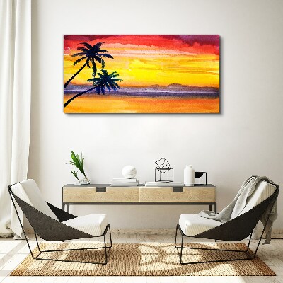 Tropical sunset over the beach Canvas Wall art