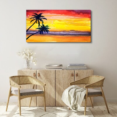 Tropical sunset over the beach Canvas Wall art