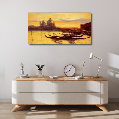 City ​​harbor sunset Canvas print