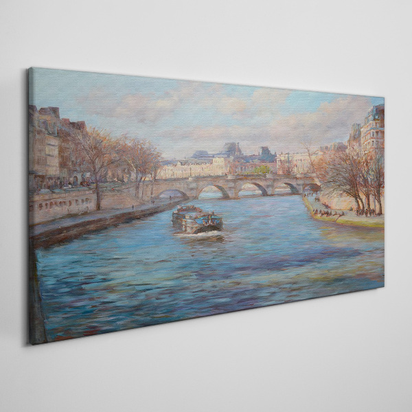 Bridge over the river in Paris Canvas Wall art