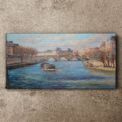 Bridge over the river in Paris Canvas Wall art
