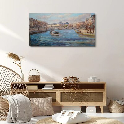 Bridge over the river in Paris Canvas Wall art