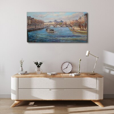 Bridge over the river in Paris Canvas Wall art