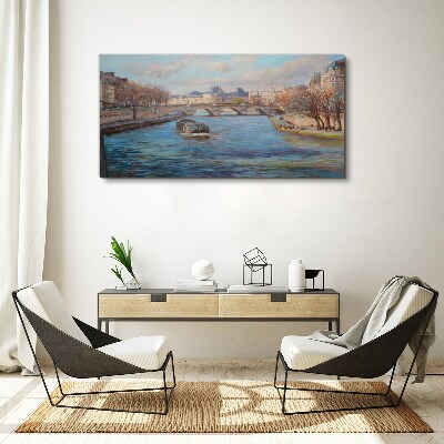 Bridge over the river in Paris Canvas Wall art