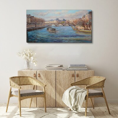 Bridge over the river in Paris Canvas Wall art