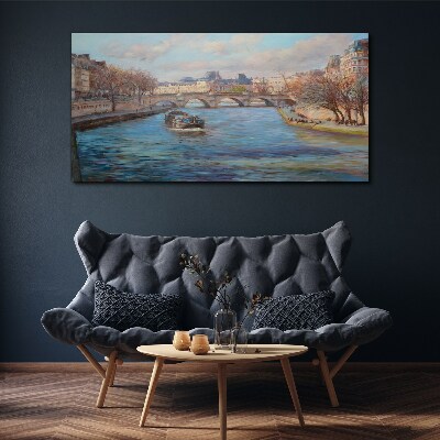 Bridge over the river in Paris Canvas Wall art