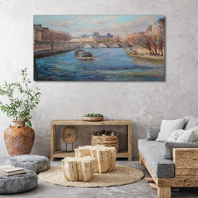 Bridge over the river in Paris Canvas Wall art