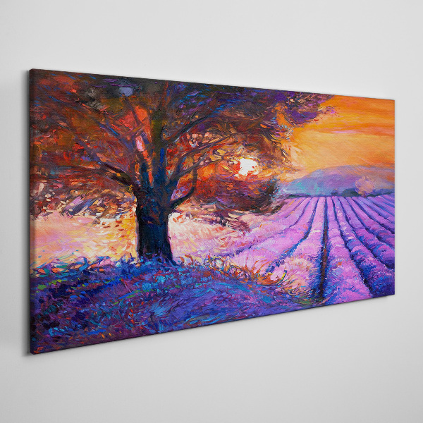 Purple landscape at sunset Canvas print