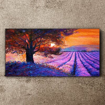 Purple landscape at sunset Canvas print