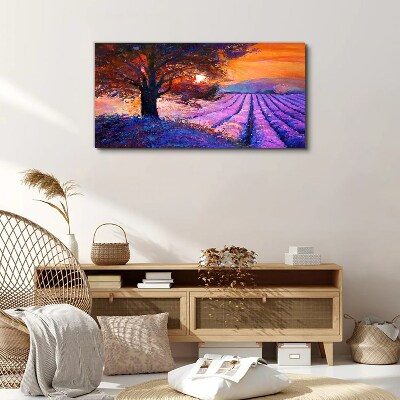 Purple landscape at sunset Canvas print